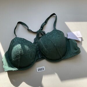 Auden Bra 38B Green Lace Lightly Lined Demi Coverage Racerback New